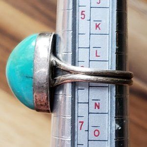 Bicolor Genuine Turquoise & 925 Sterling Silver Ring Size 6 from New Mexico